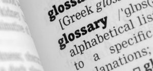Snapshot of "glossary" printed in a dictionary